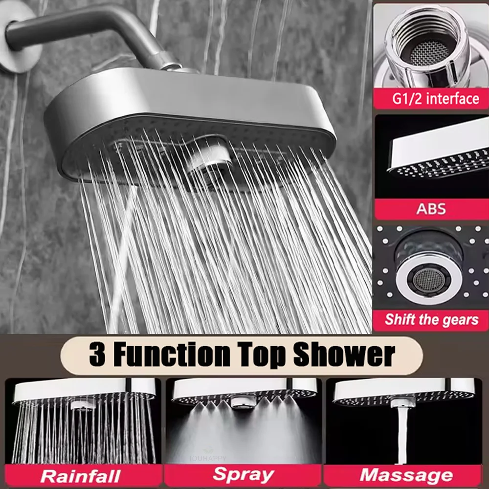 Home Bathroom Accessories - Duschkopf für die Deckenmontage, 3-Funktionen-Regenbrause mit