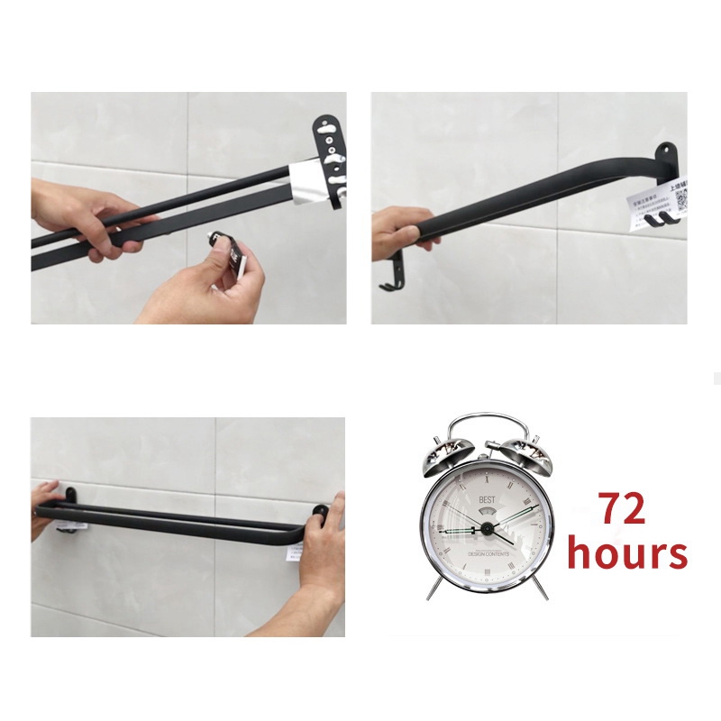 Home Bathroom Accessories - ABFS 60 cm Wandmontierter Schwarzer Handtuchhalter