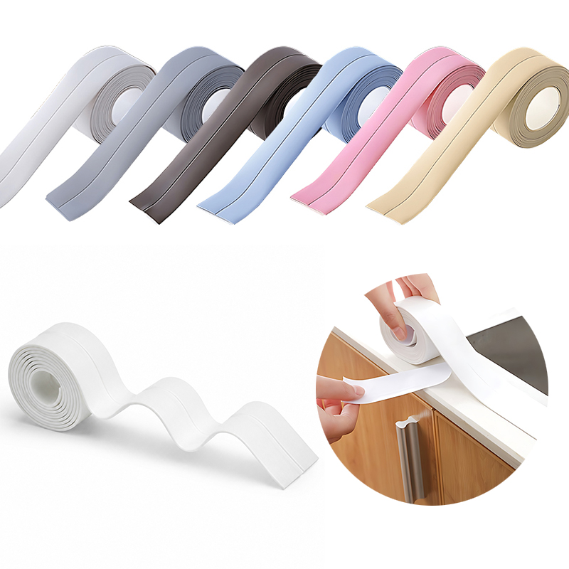 Home Bathroom Renovation - 2 Rollen buntes Anti-Schimmel-Klebeband-Set, selbstklebende Dichtungsstreifen,