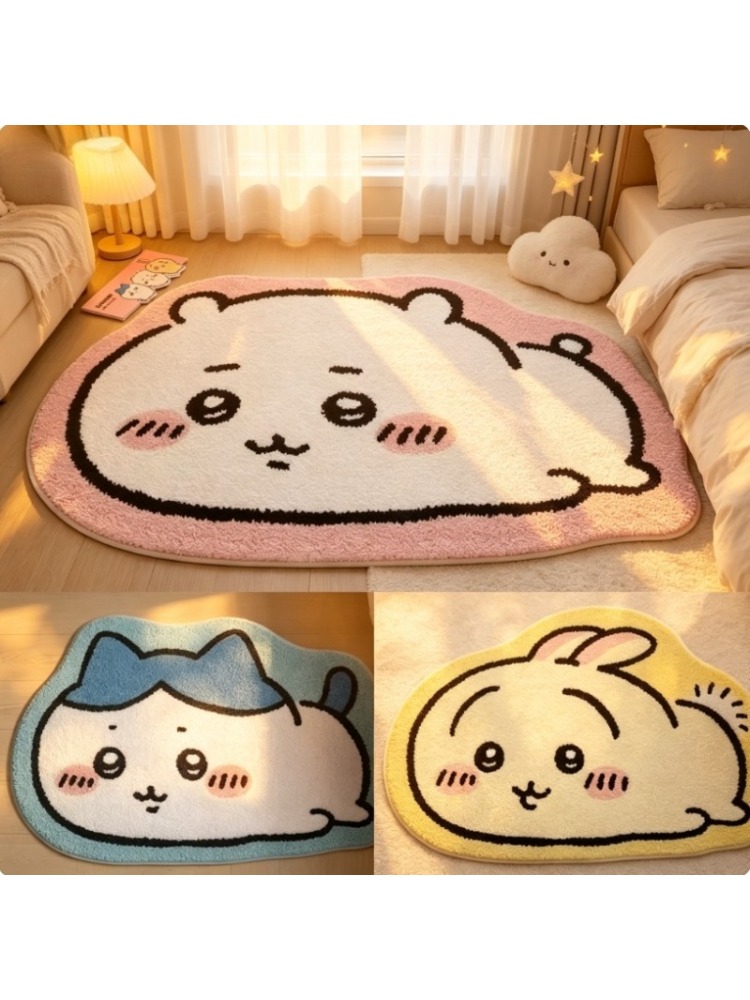 Home Bathroom Mats - Chiikawa Cartoon-Teppich Anime Hachiware Usagi Plüsch-Bodenmatte