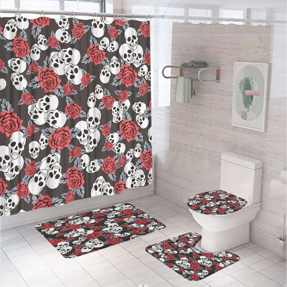 4-teiliges süßes Halloween-Dus – Shower Curtain Liner Bewertung und Preis