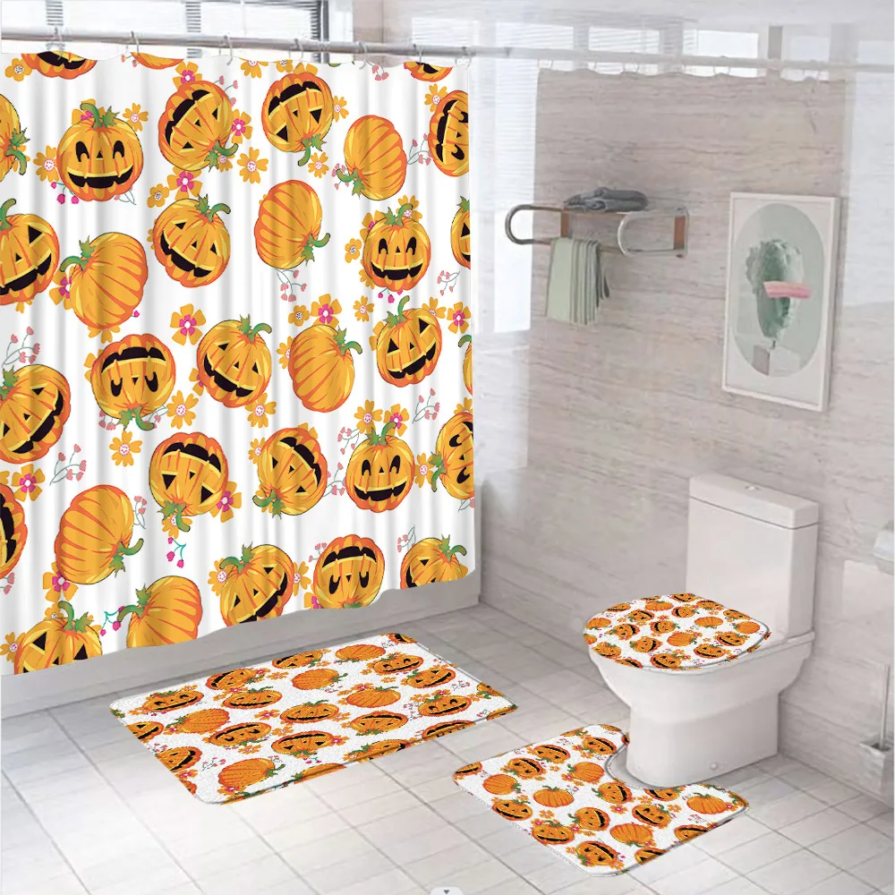 4-teiliges süßes Halloween-Dus – Shower Curtain Liner Bewertung und Preis