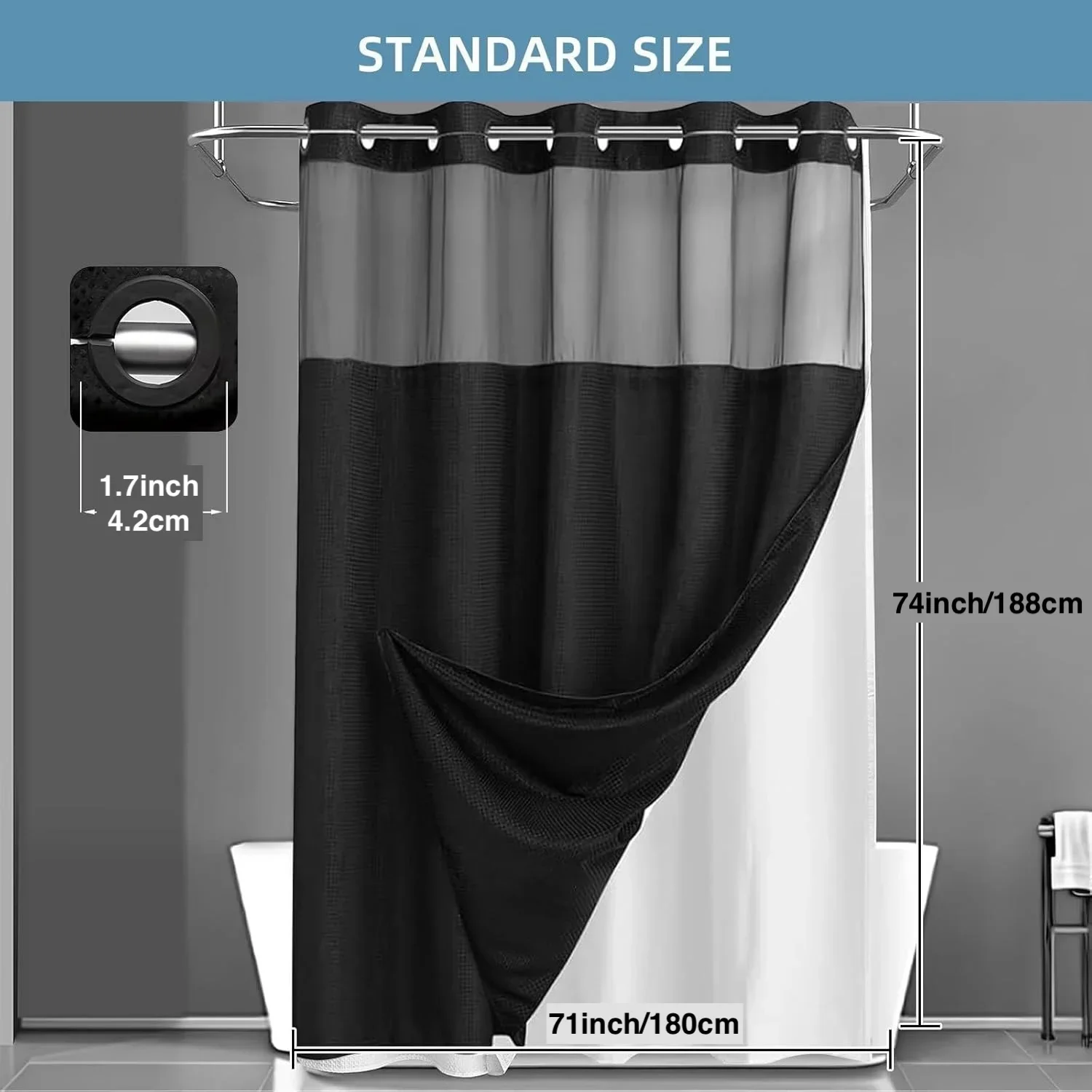 1-teiliges Duschvorhang-Set mi – Shower Curtain Liner Bewertung und Preis