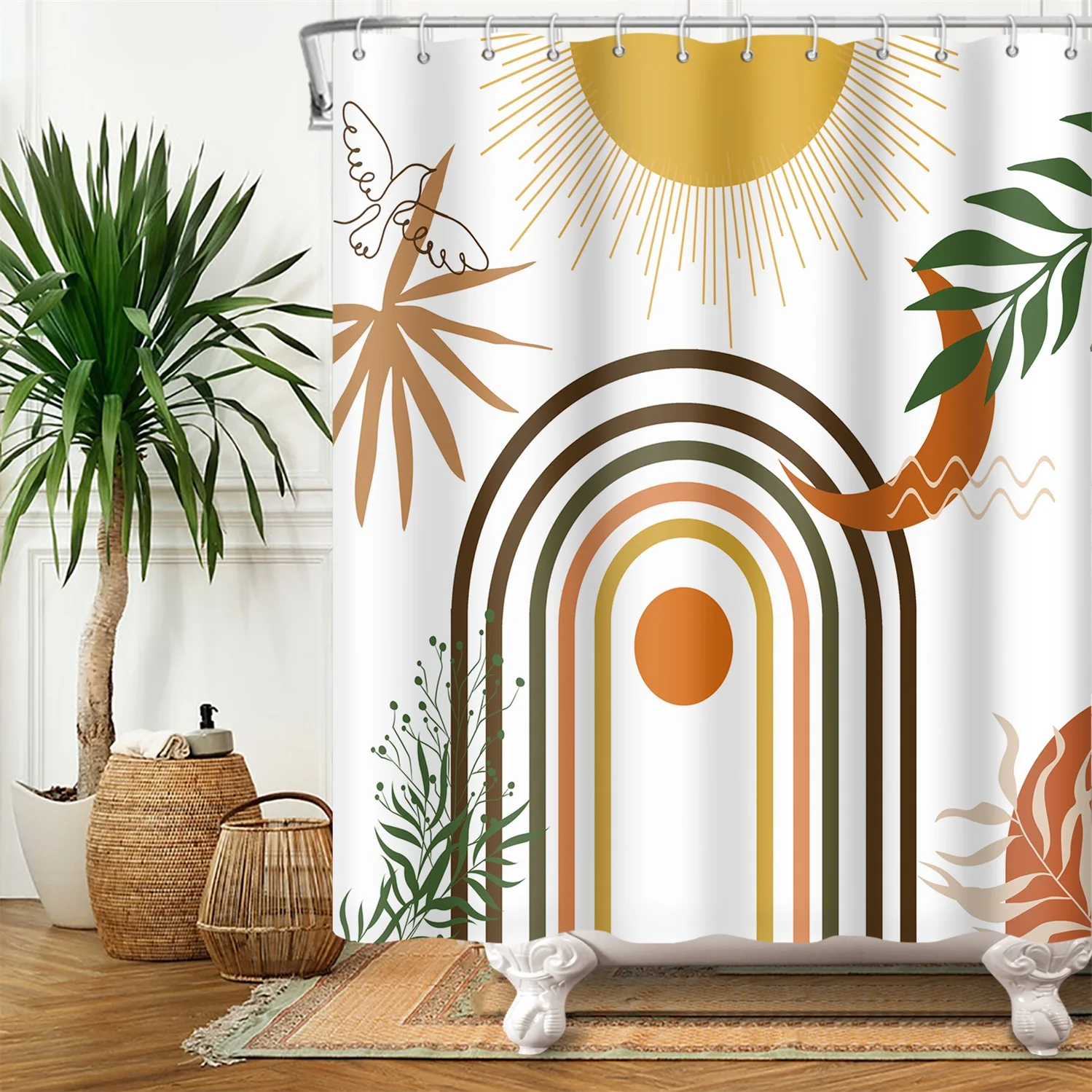 Ungerahmter abstrakter Mid-Cen – Shower Curtain Liner Bewertung und Preis