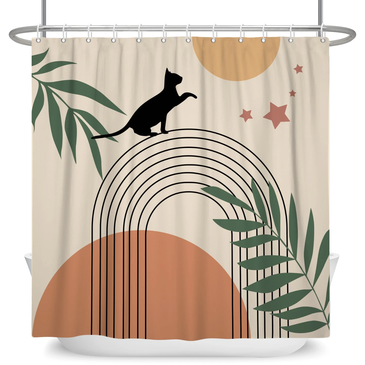 Ungerahmter abstrakter Mid-Cen – Shower Curtain Liner Bewertung und Preis