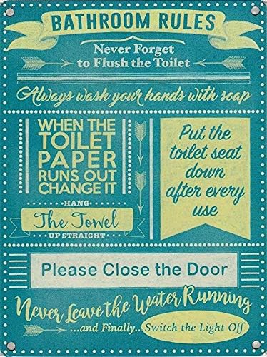 Metall-Wandschild im Vintage-S – Home Bathroom Rules Bewertung und Preis