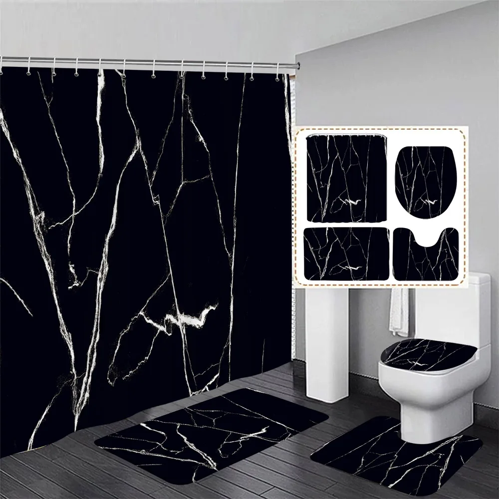 Schwarzes Marmor-Duschvorhang- – Shower Curtain Liner Bewertung und Preis