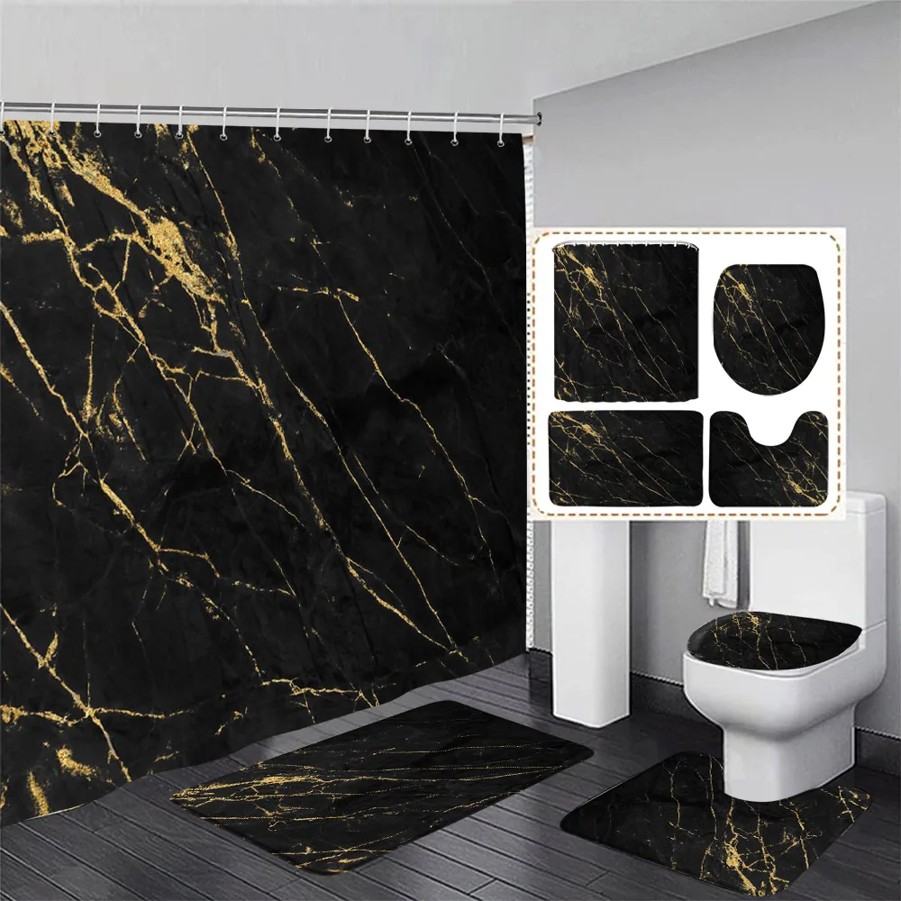 Schwarzes Marmor-Duschvorhang- – Shower Curtain Liner Bewertung und Preis