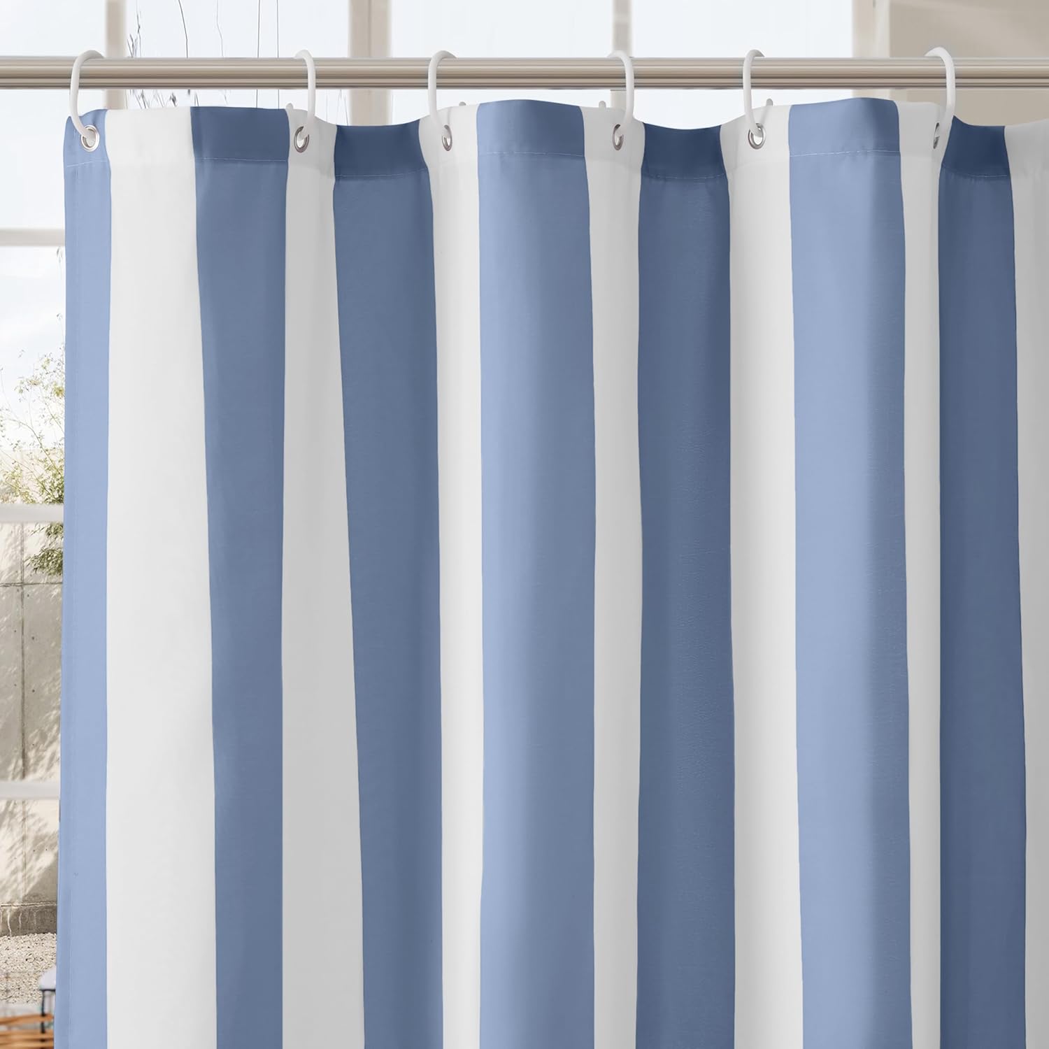 Moderner Blau-Weiß Gestreifter – Shower Curtain Liner Bewertung und Preis