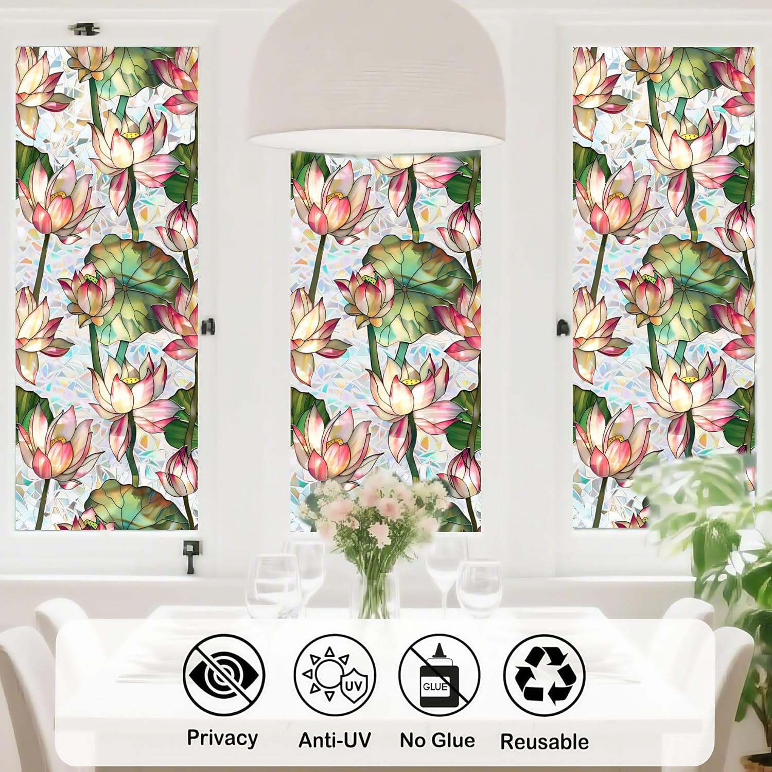 Rainbow Lotus Buntglas-Fenster – Home Bathroom Window Tint Bewertung und Preis