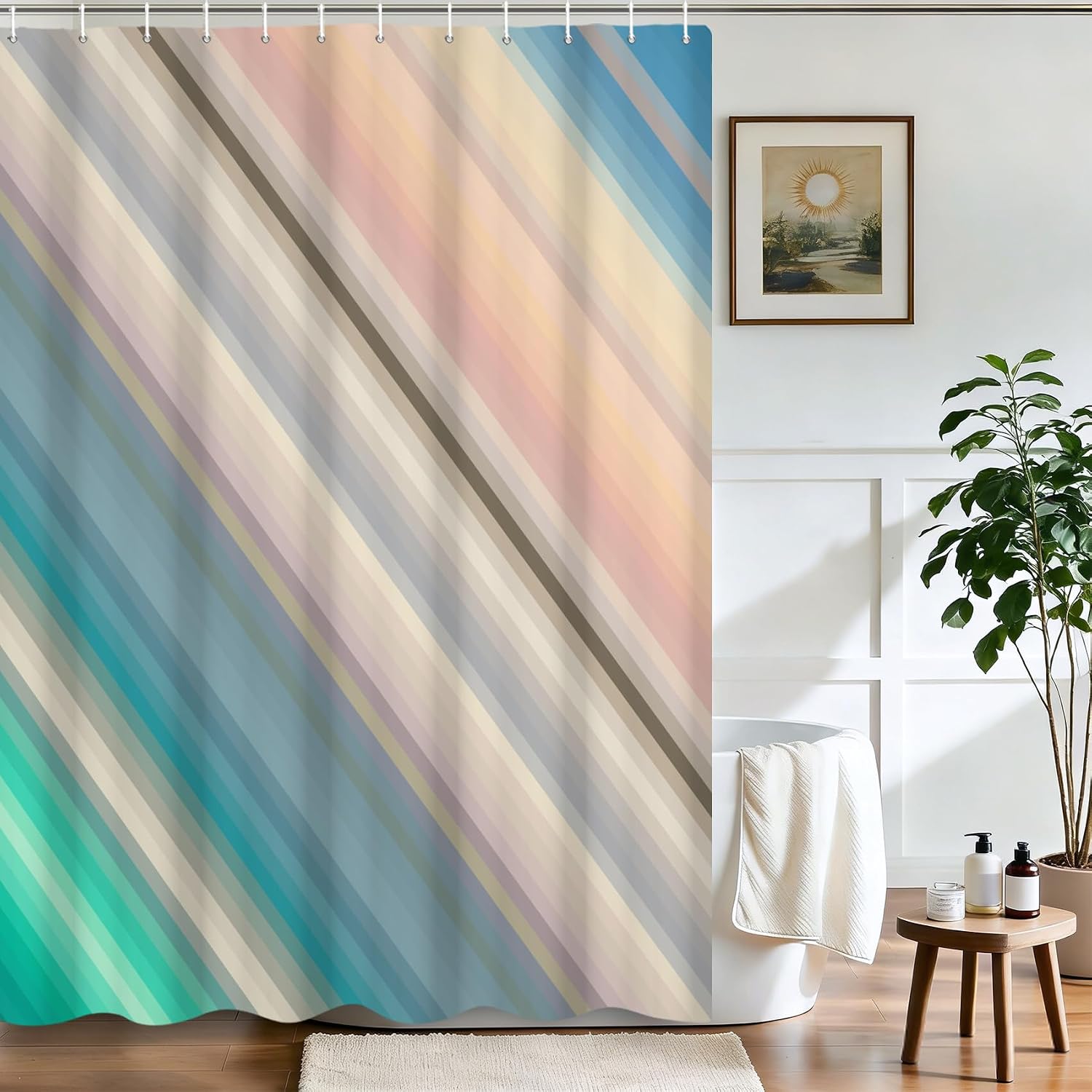 Moderner Abstrakter Gestreifte – Shower Curtain Liner Bewertung und Preis